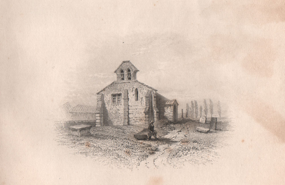 AUSTERFIELD church Yorkshire. Wm Bradford birthplace.Pilgrim fathers. SMALL 1854